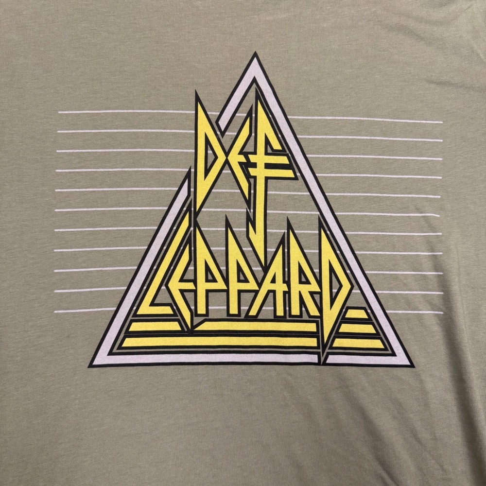 Def Leppard Graphic T-Shirt Mens Small Olive Green Rock Band Logo Tee RN91497 - Picture 7 of 8